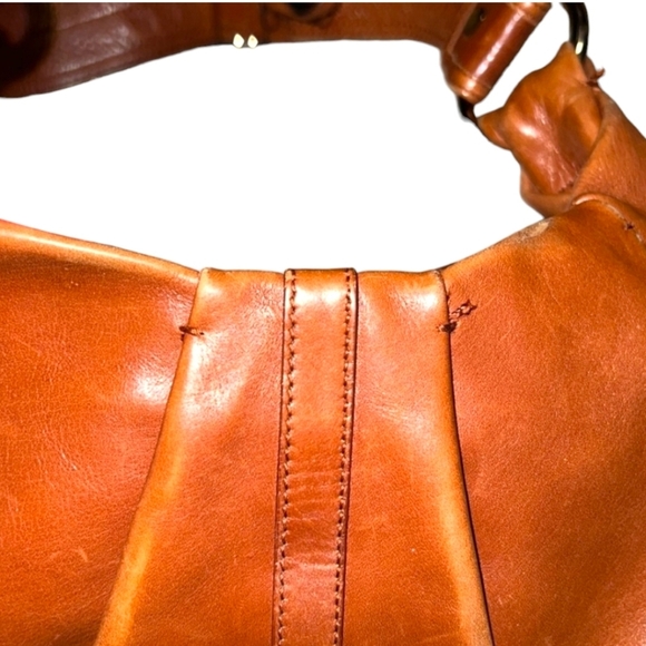 Yves Saint Laurent Rive Gauche Vintage Cognac Leather Curved  Hobo Shoulder Bag - Picture 2 of 16